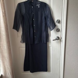 Elegant Sheer Navy Dress and Jacket